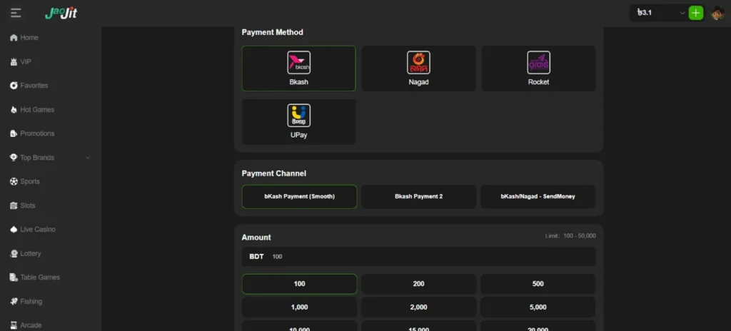 Online casino platform-Jaojit payment method